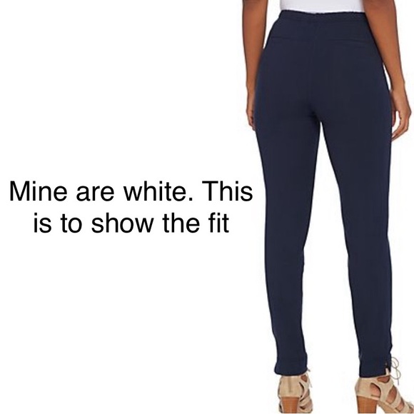 Women With Control Petite Slim Leg Ankle Pants. White. 2X Petite. - Picture 10 of 11